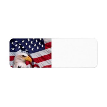 American Bald Eagle With Flag Background Label by paul68 at Zazzle