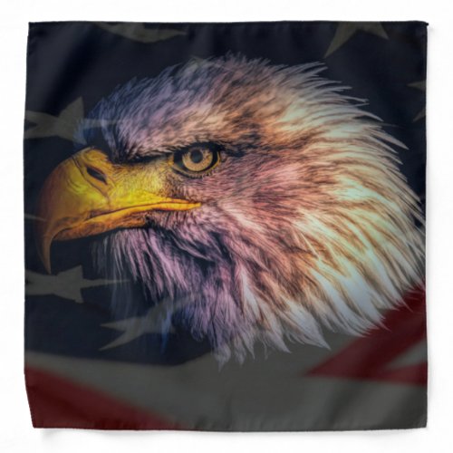 American Bald Eagle With Flag Bandana