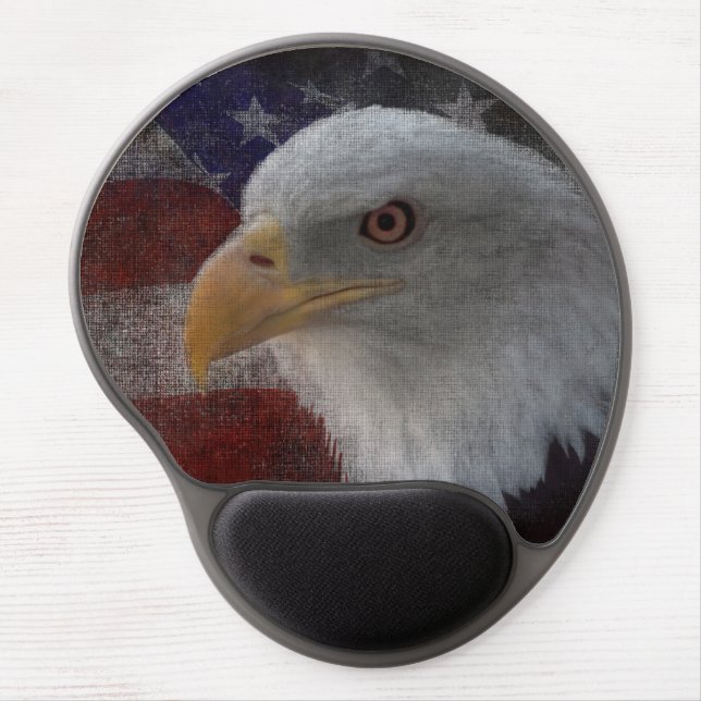 American Bald Eagle with Flag Gel Mouse Pad (Front)