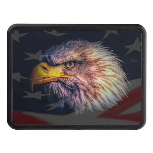 American Bald Eagle With Flag Hitch Cover