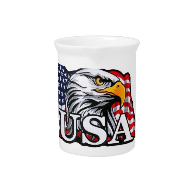 American Bald Eagle with USA Flag – Patriotic USA  Beverage Pitcher (Front)