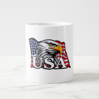 American Bald Eagle with USA Flag – Patriotic USA  Giant Coffee Mug