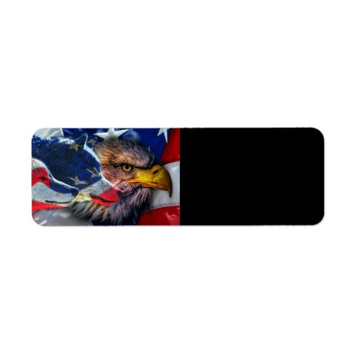 American Bald Eagle Wolf Flag Label