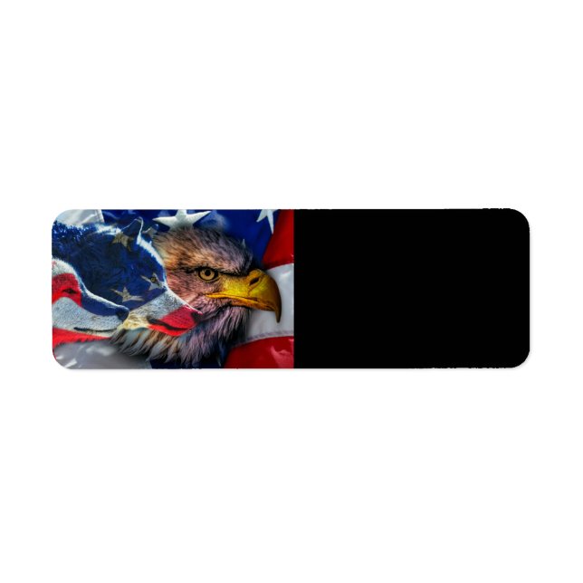 American Bald Eagle Wolf Flag Label (Front)