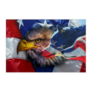 American Bald Eagle Wolf Flag Patriotic Acrylic Print