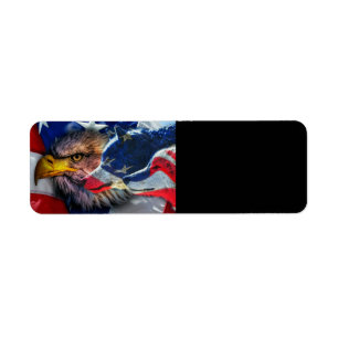 American Bald Eagle Wolf Flag Patriotic Label