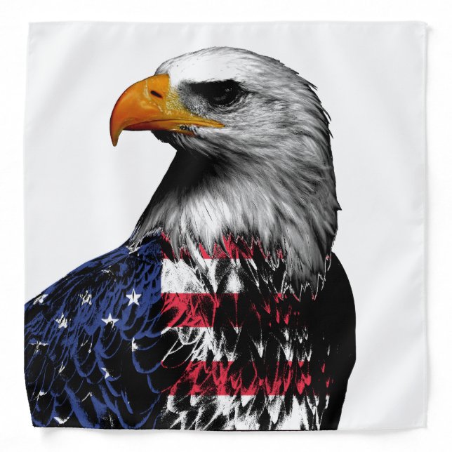 American Bald Eagle wrapped in the Flag of the USA Bandana (Front)