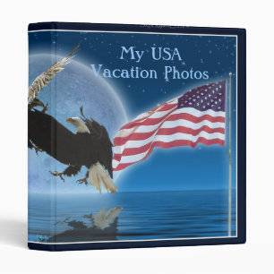 AMERICAN BALD EAGLES & US FLAG Patriotic Binder