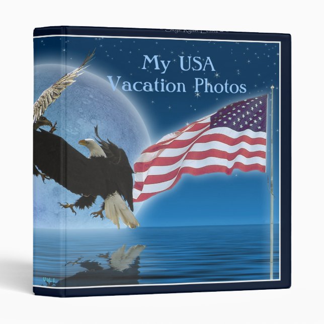 AMERICAN BALD EAGLES & US FLAG Patriotic Binder (Front/Spine)