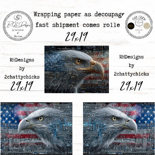 American Bald Patriotic Eagle USA Flag  Wrapping Paper Sheets