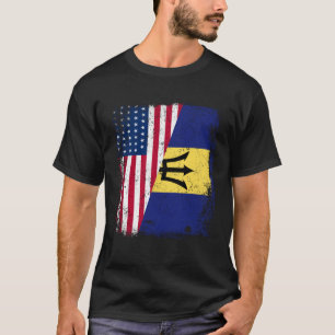 American Barbadian Roots Half American USA Barbado T-Shirt