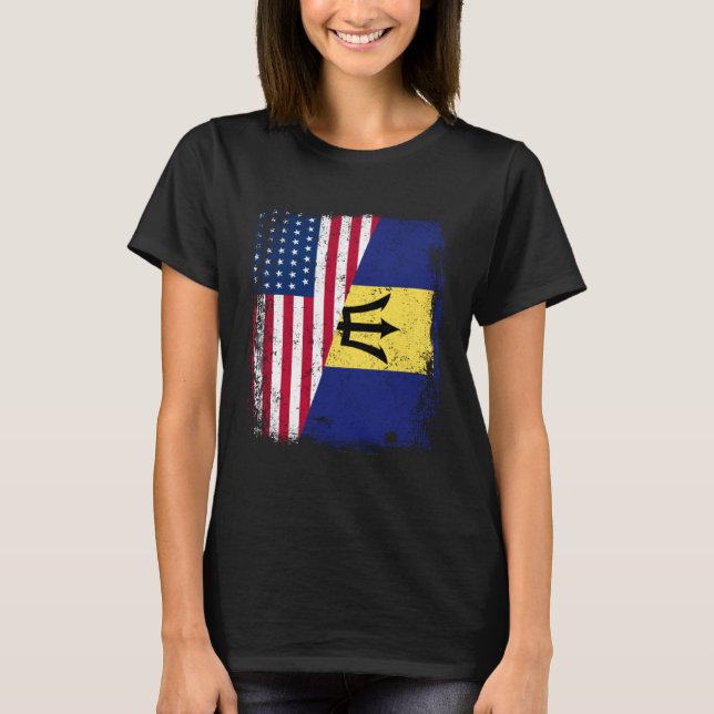 American Barbadian Roots Half American USA Barbado T-Shirt (Front)