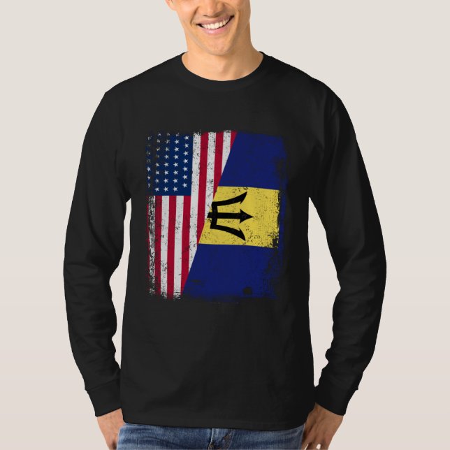 American Barbadian Roots Half American USA Barbado T-Shirt (Front)