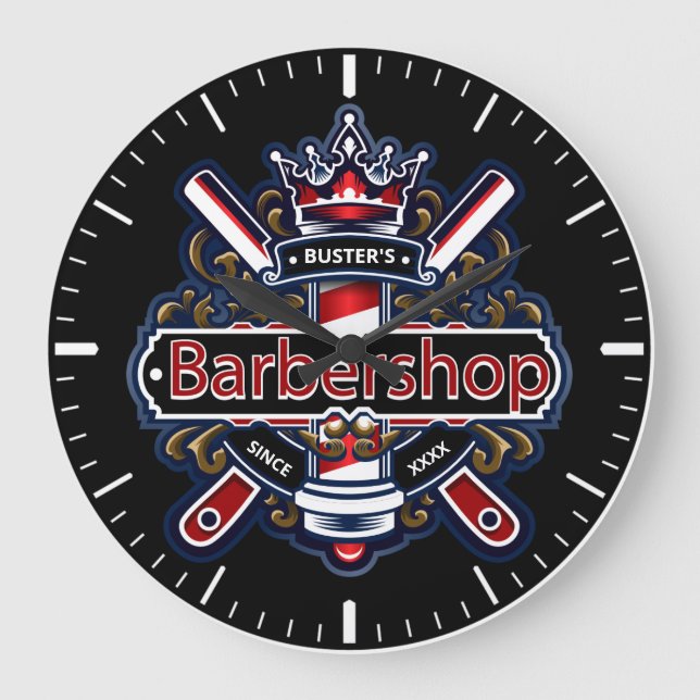 American Barber Personalize Large Clock (Front)
