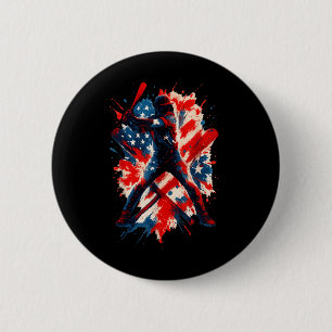 American Baseball Drip Patriotic For Boys Ball And Button