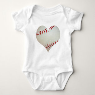 American Baseball In A Heart Shape Baby Bodysuit