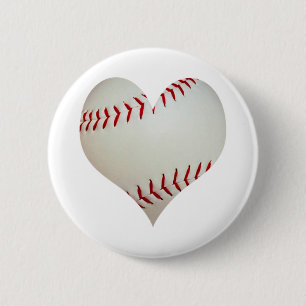American Baseball In A Heart Shape Button