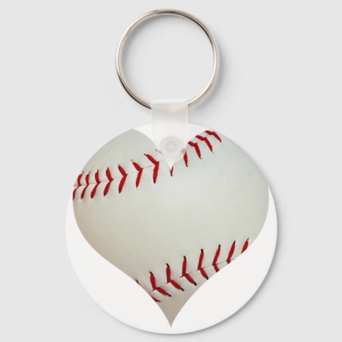 American Baseball In A Heart Shape Keychain