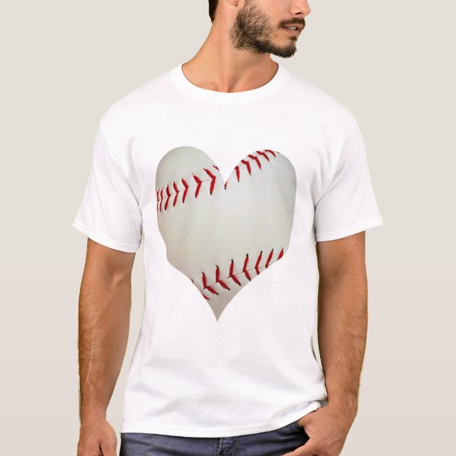 American Baseball In A Heart Shape T-Shirt (Front)