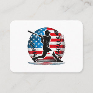 American Baseball Player Batter With United States Business Card
