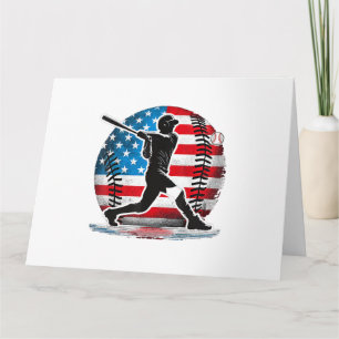 American Baseball Player Batter With United States Card