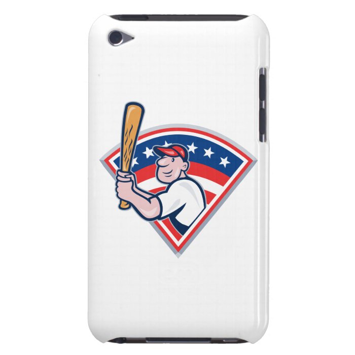 American Baseball Player Batting Cartoon iPod Touch Case