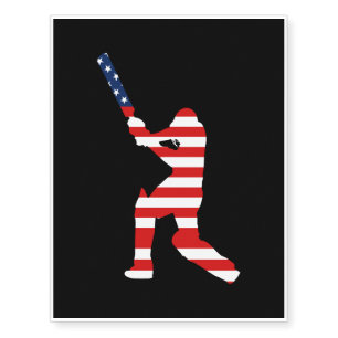 American baseball player USA flag patriotic gift Temporary Tattoos