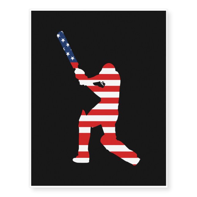 American baseball player USA flag patriotic gift Temporary Tattoos (Front)