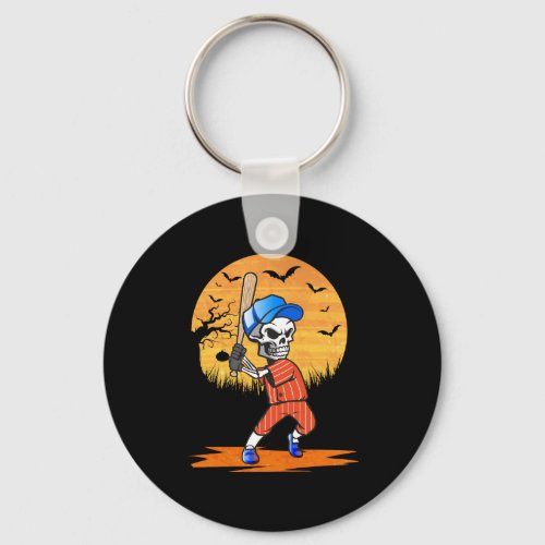 American Baseball Skeleton Halloween Men Boys Keychain