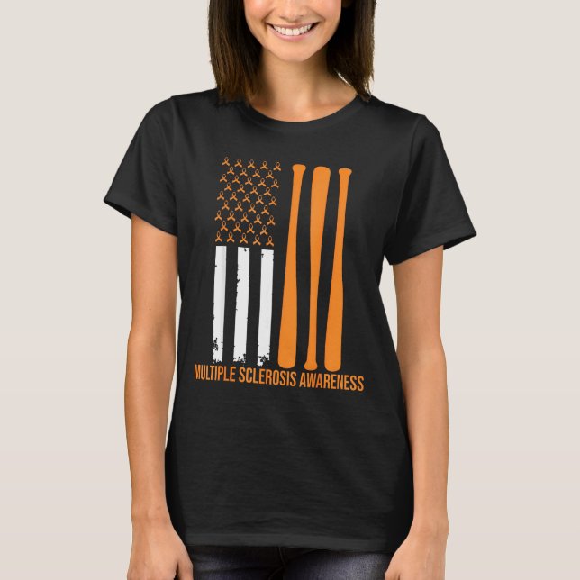 American Baseball Sports Multiple Sclerosis Awaren T-Shirt (Front)