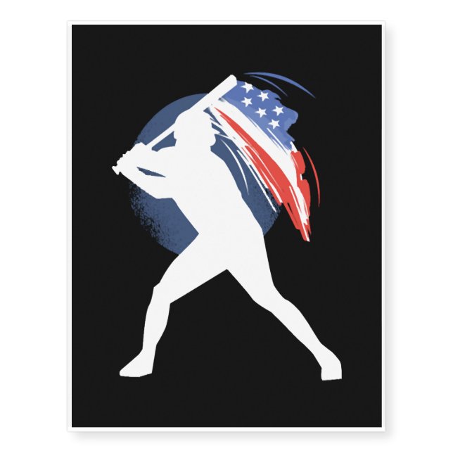 American Baseball - USA Flag Temporary Tattoos (Front)