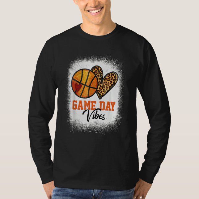 American Basketball Game Day Vibes Basketball Mom T-Shirt (Front)
