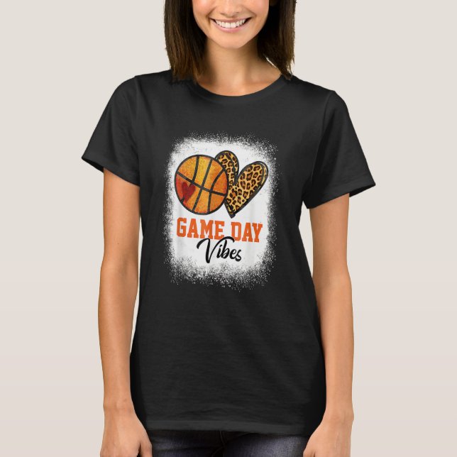 American Basketball Game Day Vibes Basketball Mom T-Shirt (Front)