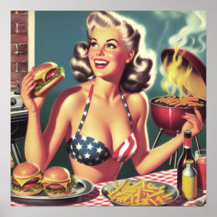 American BBQ Pin-up Poster