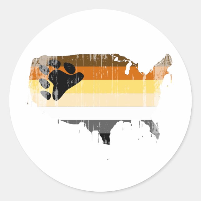 American Bear distressed Classic Round Sticker (Front)