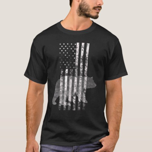 American Bear Hunter Patriotic USA Flag For Men Wo T_Shirt