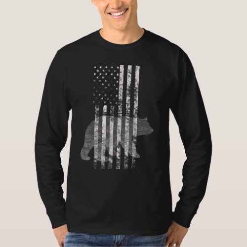 American Bear Hunter Patriotic USA Flag For Men Wo T_Shirt