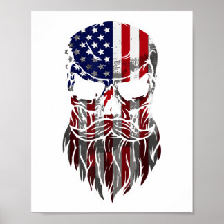 American Beard Skull Men's Poster