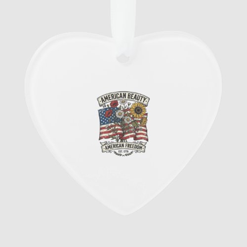 American Beauty Floral Flag Patriotic Ornament