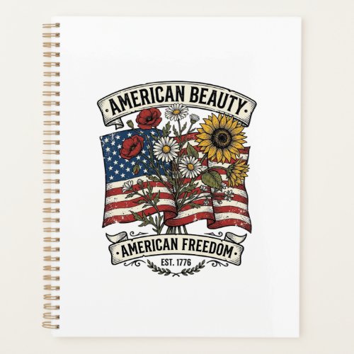 American Beauty Floral Flag Patriotic Planner