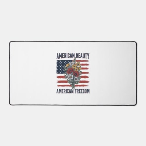 American Beauty Freedom Floral Flag Desk Mat