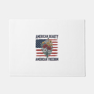 American Beauty Freedom Floral Flag Doormat