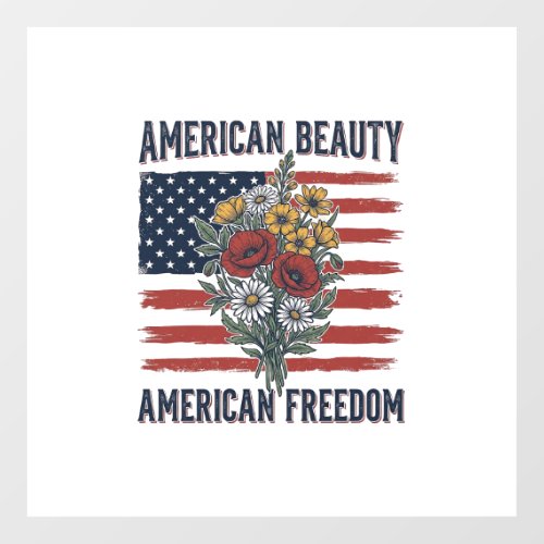 American Beauty Freedom Floral Flag Floor Decals