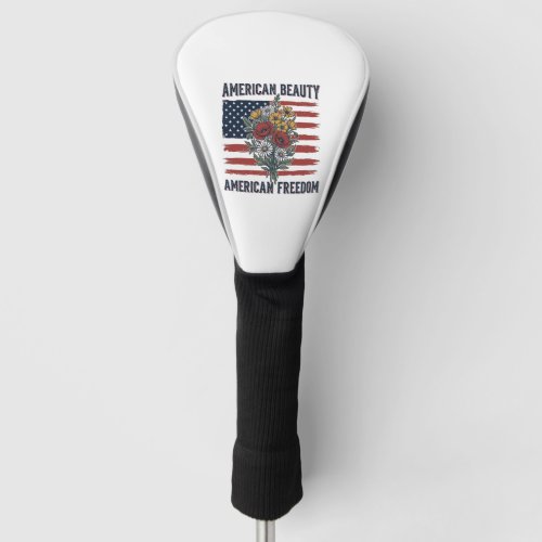 American Beauty Freedom Floral Flag Golf Head Cover