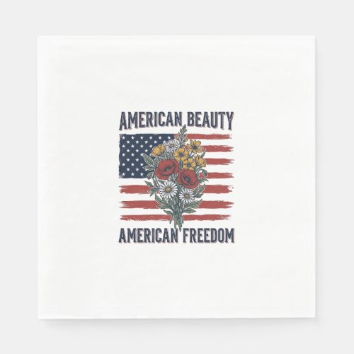 American Beauty Freedom Floral Flag Napkins