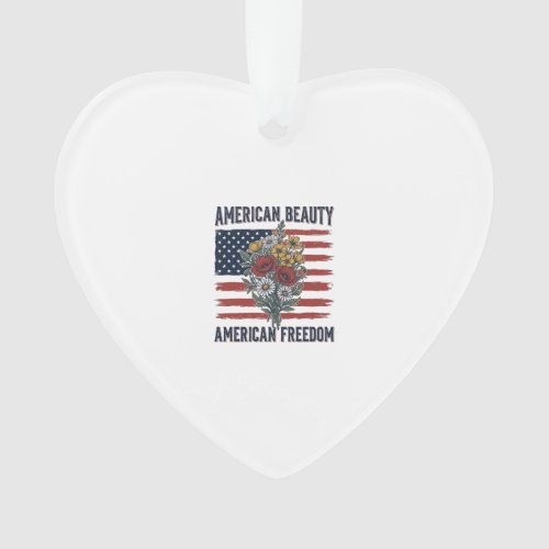 American Beauty Freedom Floral Flag Ornament