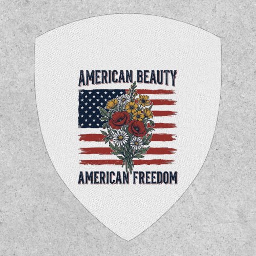 American Beauty Freedom Floral Flag Patch