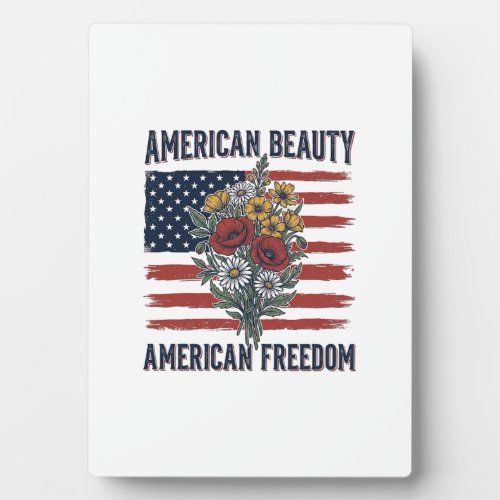 American Beauty Freedom Floral Flag Plaque