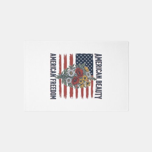 American Beauty Freedom Floral Flag Rug