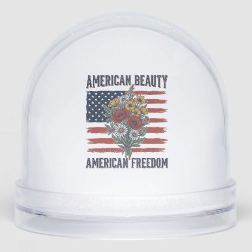 American Beauty Freedom Floral Flag Snow Globe